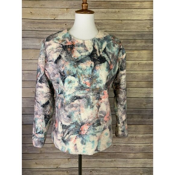 Esley Womens Small Sherpa Feel Top Watercolor - Picture 1 of 8